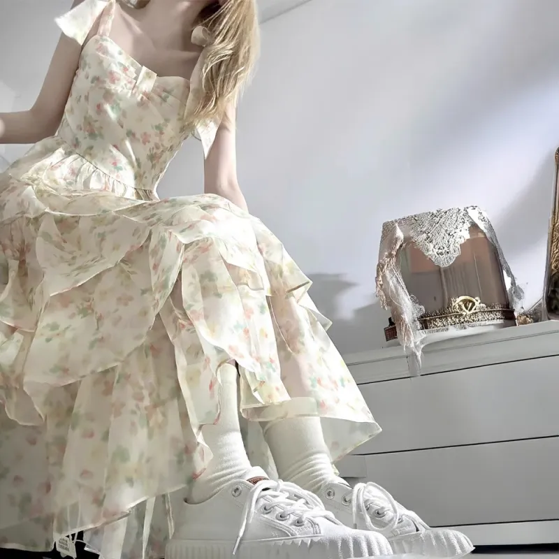 GUOZHEN Slip Dresses Women's Apricot Blossom-6