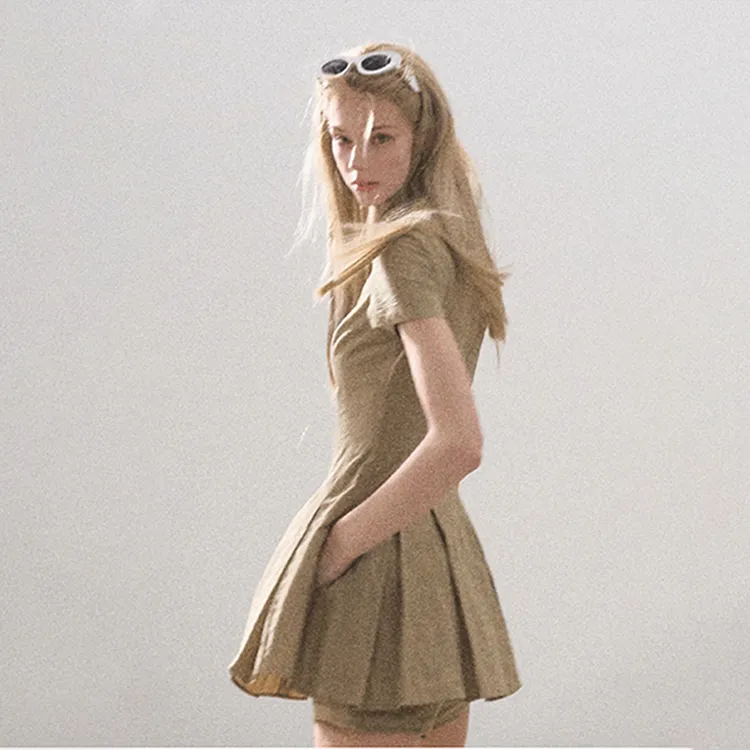 GUOZHEN Short Sleeved Dress Women's-12