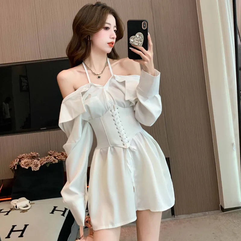 GUOZHEN Long Sleeved Dress Women's-4