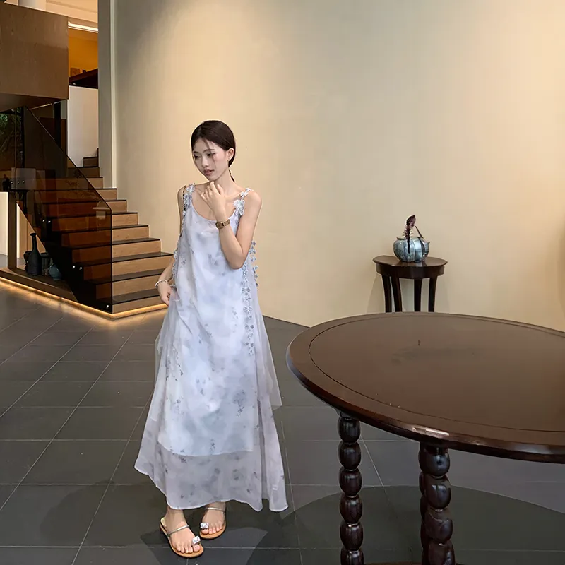 GUOZHEN Slip Dresses Women's Gray-4