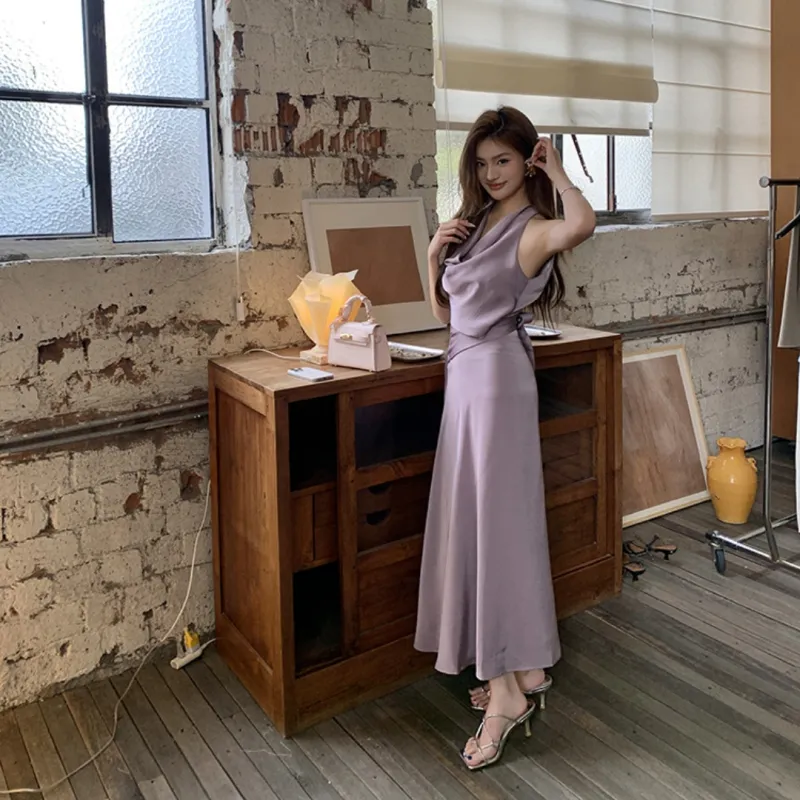 GUOZHEN Slip Dresses Women's Purple-5