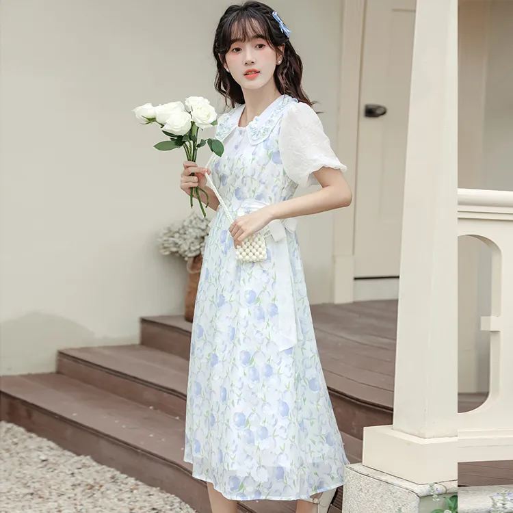 GUOZHEN Short Sleeved Dress Women's-5
