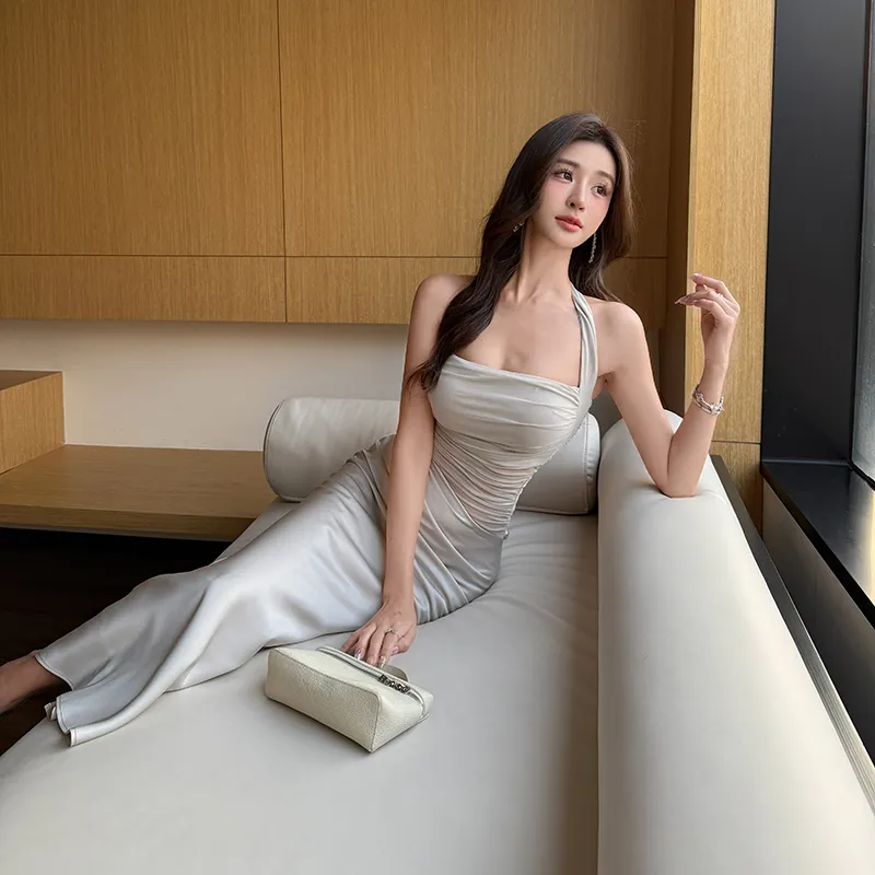 GUOZHEN Slip Dresses Women's Gray-2