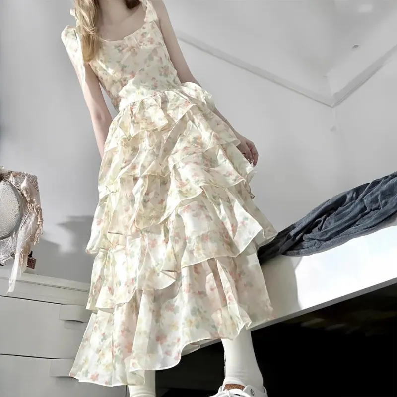 GUOZHEN Slip Dresses Women's Apricot Blossom-2