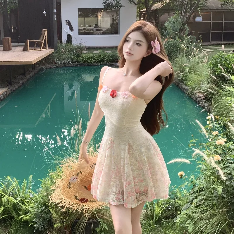 GUOZHEN Slip Dresses Women's Pink Floral-3