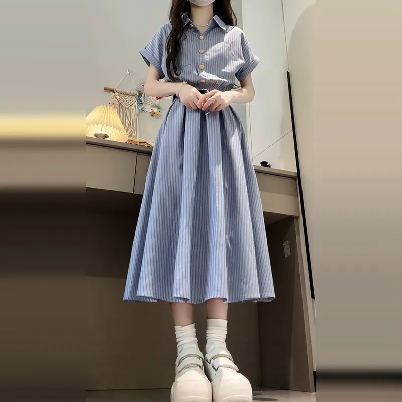 GUOZHEN Short Sleeved Dress Women's-3