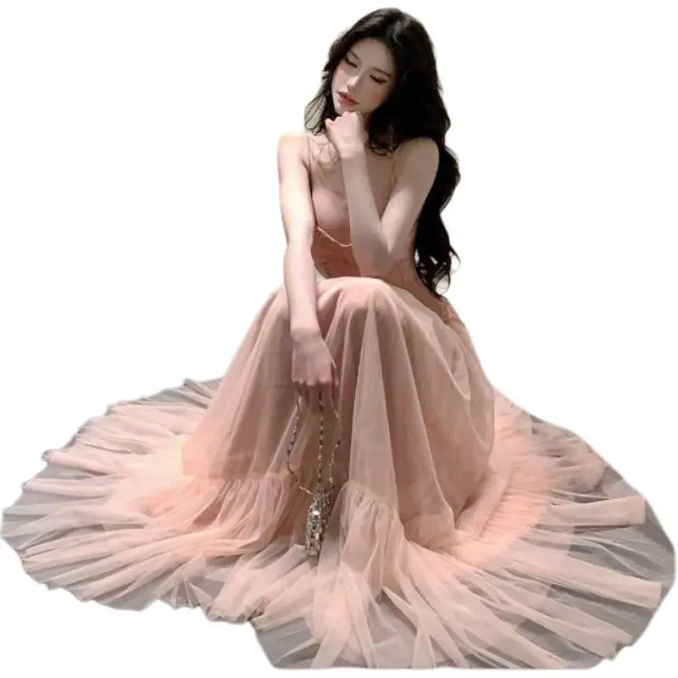GUOZHEN Slip Dresses Women's Pink-4
