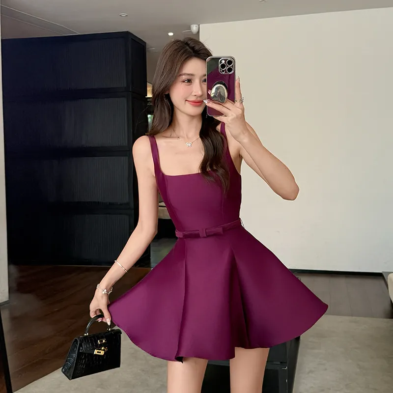 GUOZHEN Slip Dresses Women's Dark Purple-1