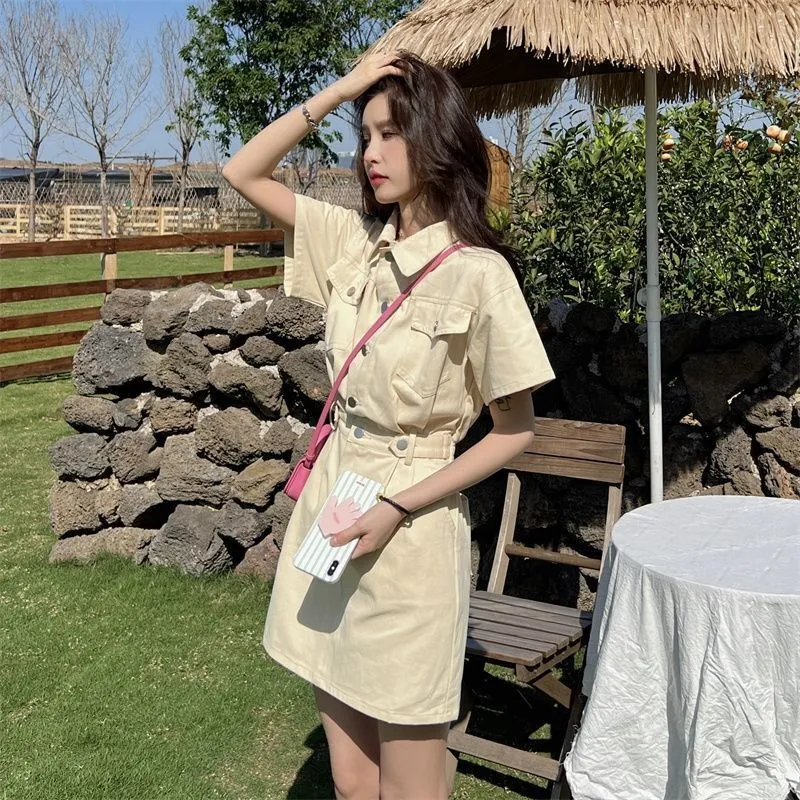 GUOZHEN Short Sleeved Dress Women's-5