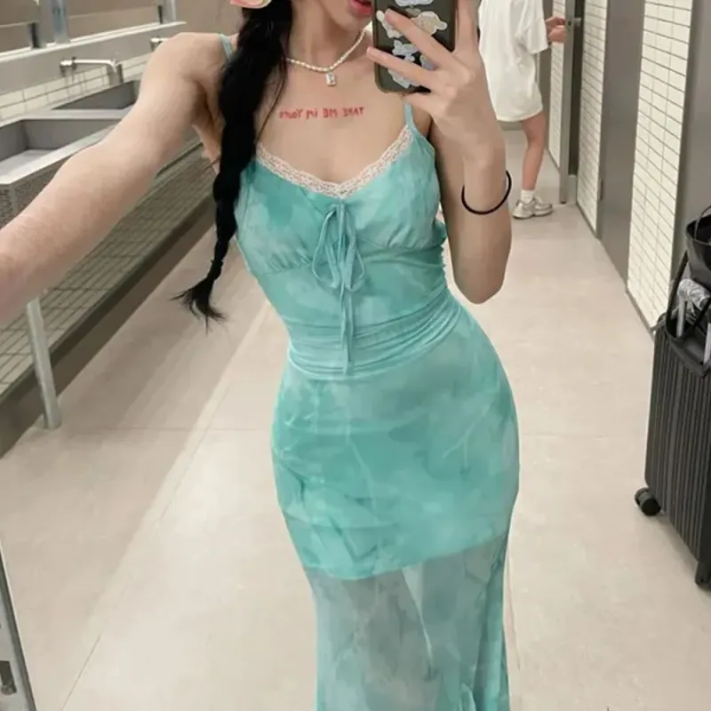 GUOZHEN Slip Dresses Women's Green-3