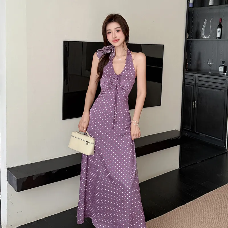 GUOZHEN Slip Dresses Women's Purple-4