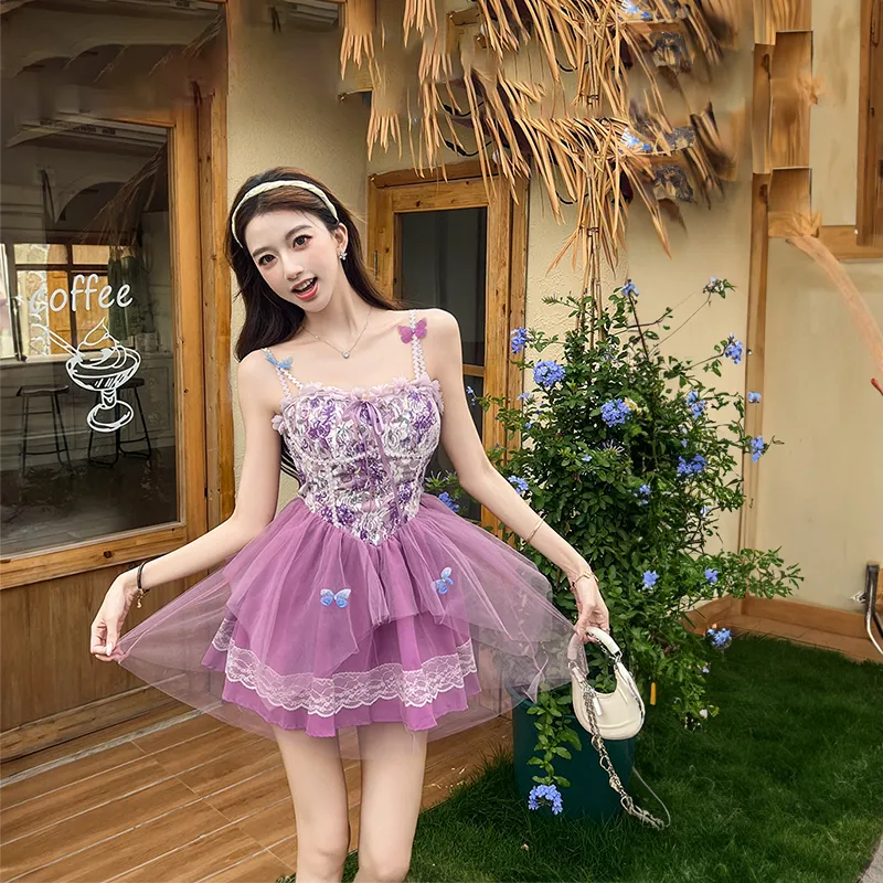 GUOZHEN Slip Dresses Women's Purple-2