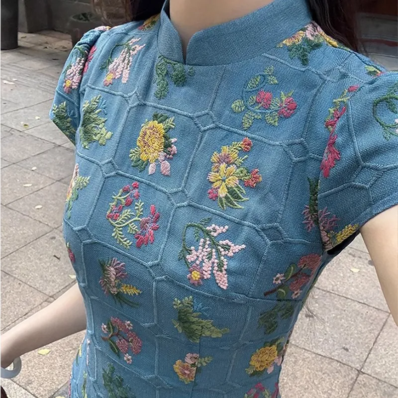 GUOZHEN Short Sleeved Dress Women's-3
