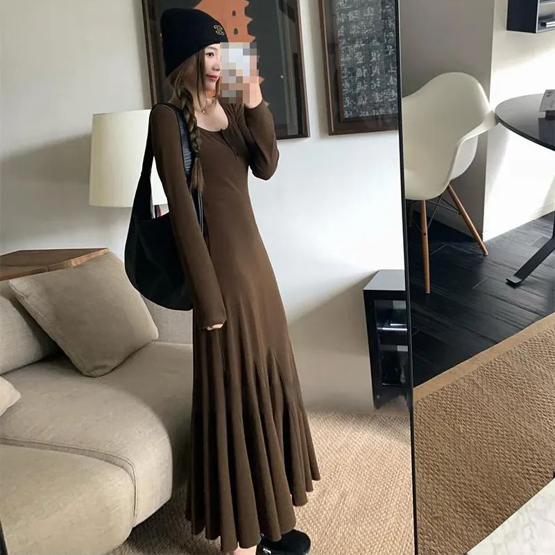 GUOZHEN Long Sleeved Dress Women's-11