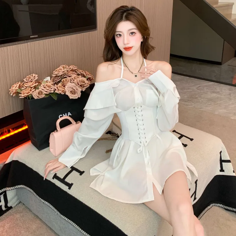 GUOZHEN Long Sleeved Dress Women's-3