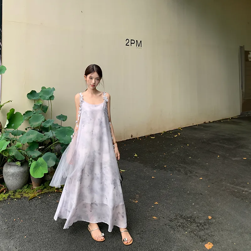 GUOZHEN Slip Dresses Women's Gray-3