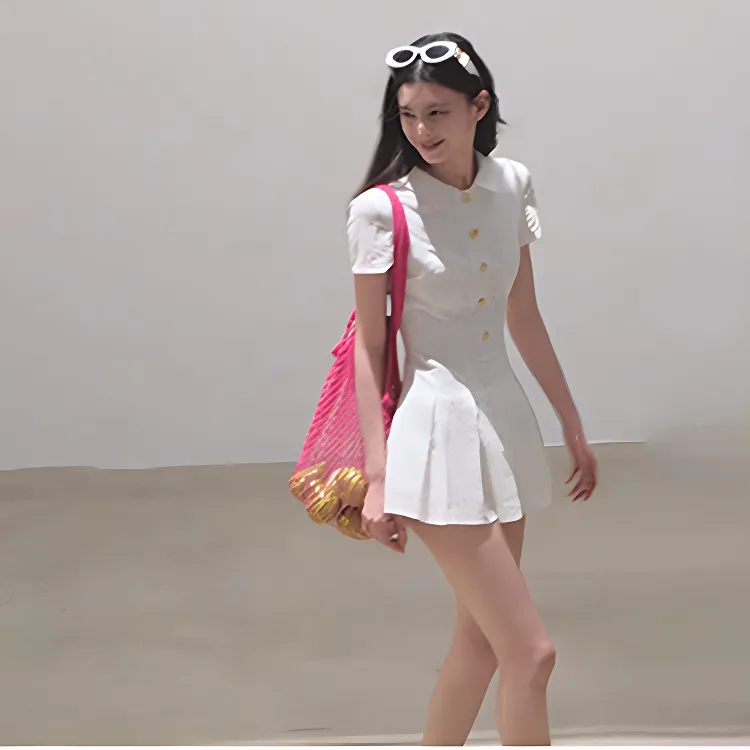 GUOZHEN Short Sleeved Dress Women's-3