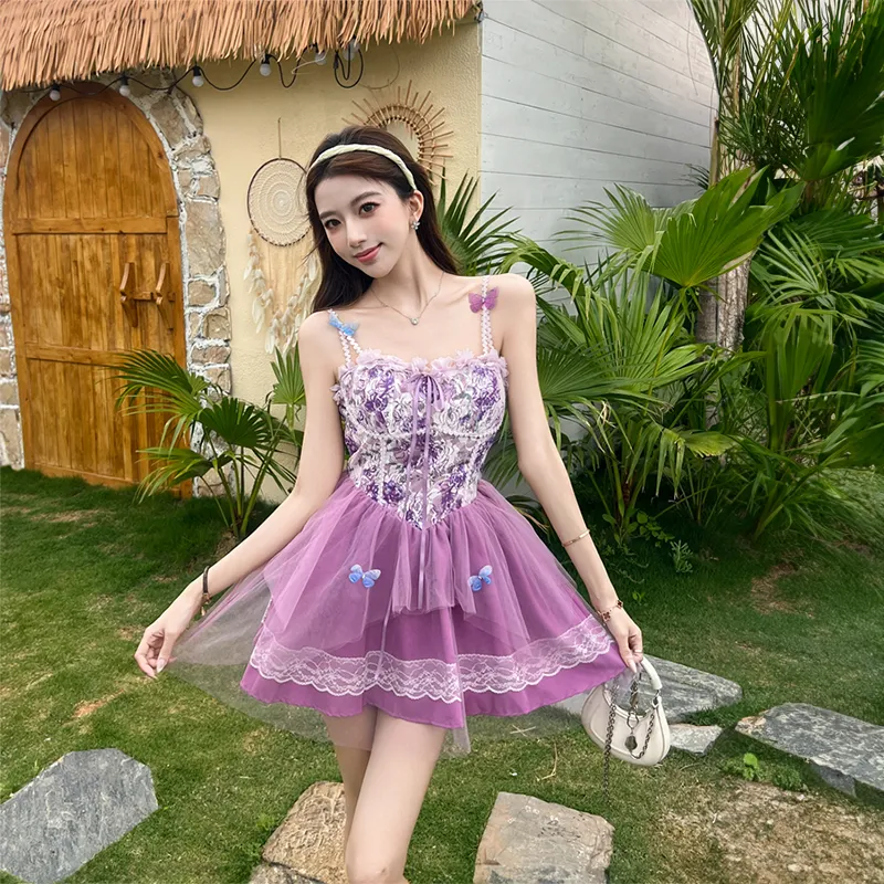 GUOZHEN Slip Dresses Women's Purple-4