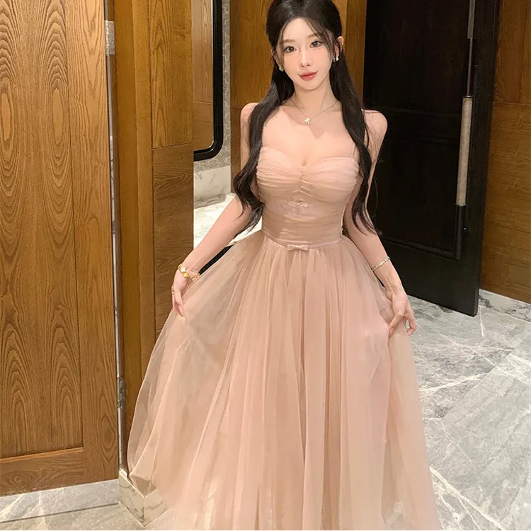 GUOZHEN Slip Dresses Women's Nude Pink-2