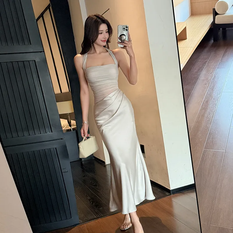 GUOZHEN Slip Dresses Women's Gray-3