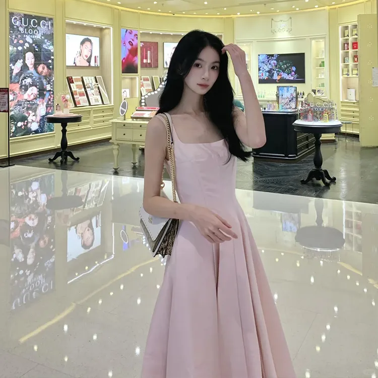GUOZHEN Slip Dresses Women's Pink-2