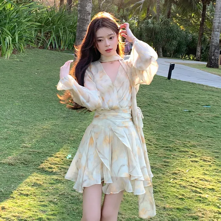 GUOZHEN Long Sleeved Dress Women's-5
