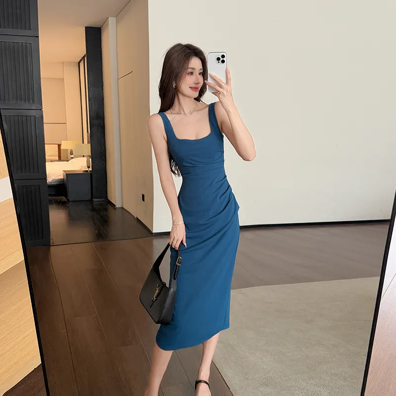 GUOZHEN Slip Dresses Women's Sea Teal-3