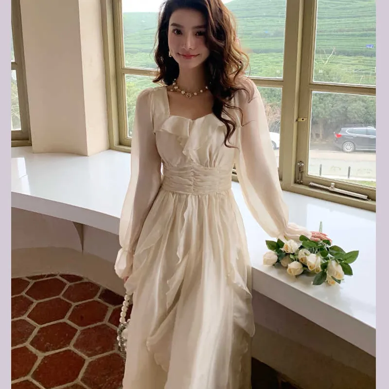 GUOZHEN Long Sleeved Dress Women's-4