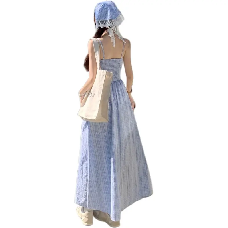 GUOZHEN Slip Dresses Women's Blue-0
