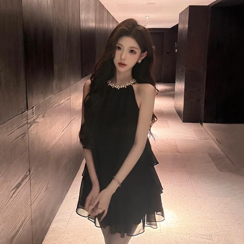 GUOZHEN Slip Dresses Women's Black-2