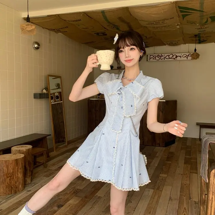 GUOZHEN Short Sleeved Dress Women's-4