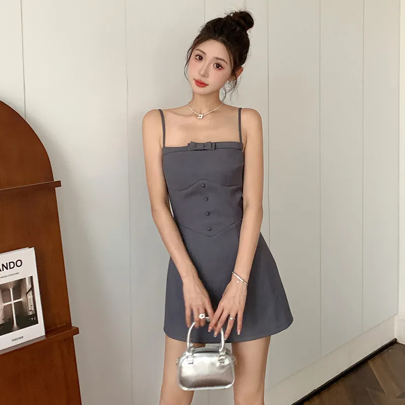GUOZHEN Slip Dresses Women's Gray-3