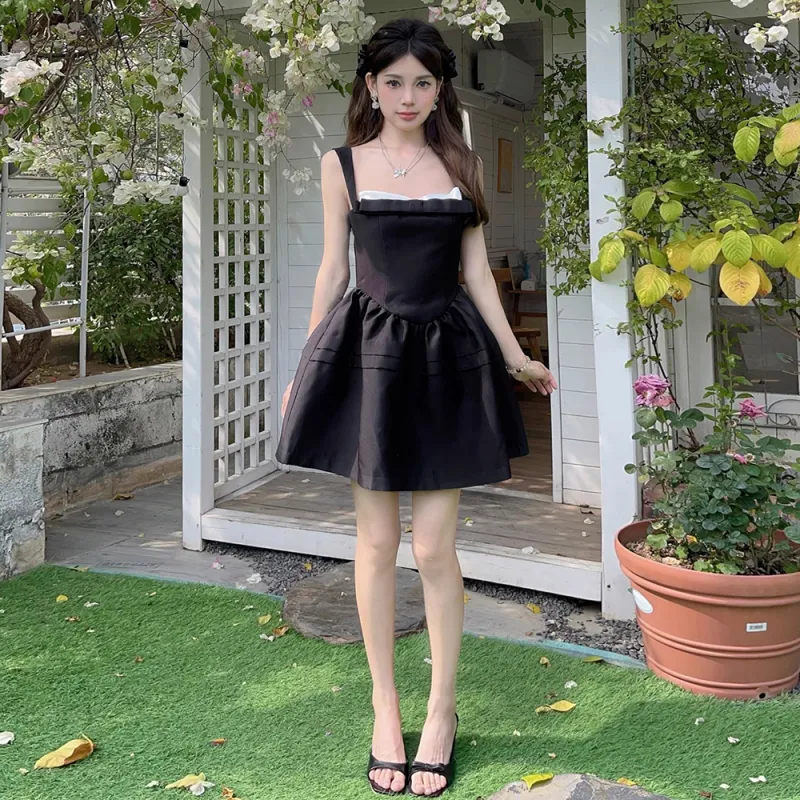 GUOZHEN Slip Dresses Women's Black-6