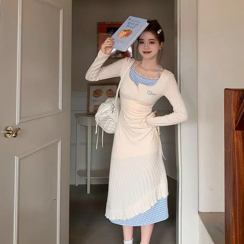 GUOZHEN Long Sleeved Dress Women's-4
