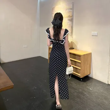 GUOZHEN Slip Dresses Women's Black