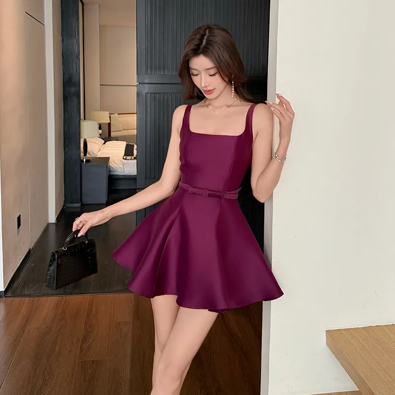 GUOZHEN Slip Dresses Women's Dark Purple-0