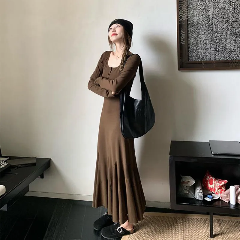 GUOZHEN Long Sleeved Dress Women's-10
