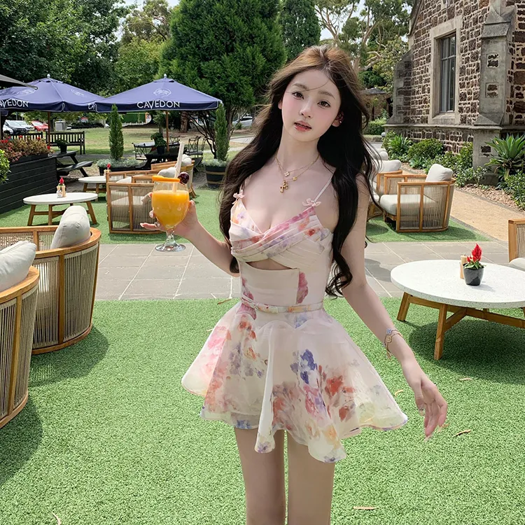 GUOZHEN Slip Dresses Women's Pink Floral-3