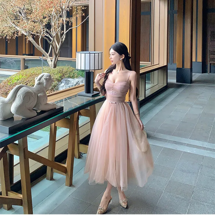 GUOZHEN Slip Dresses Women's Nude Pink-4