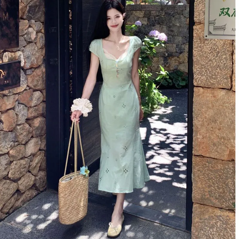 GUOZHEN Short Sleeved Dress Women's-4