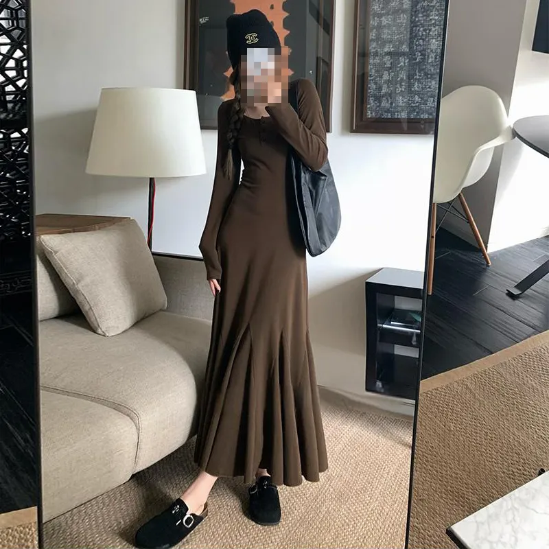 GUOZHEN Long Sleeved Dress Women's-12