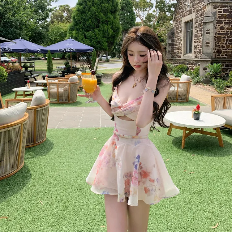 GUOZHEN Slip Dresses Women's Pink Floral-6