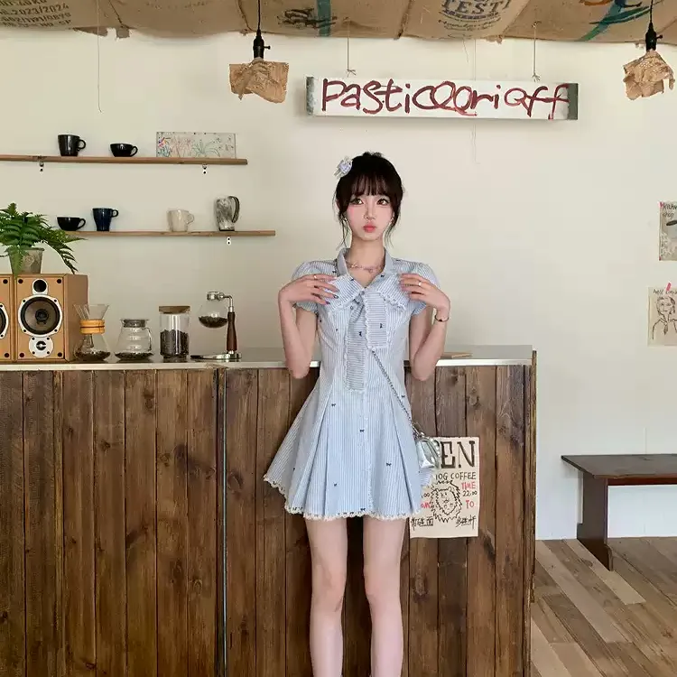 GUOZHEN Short Sleeved Dress Women's-3