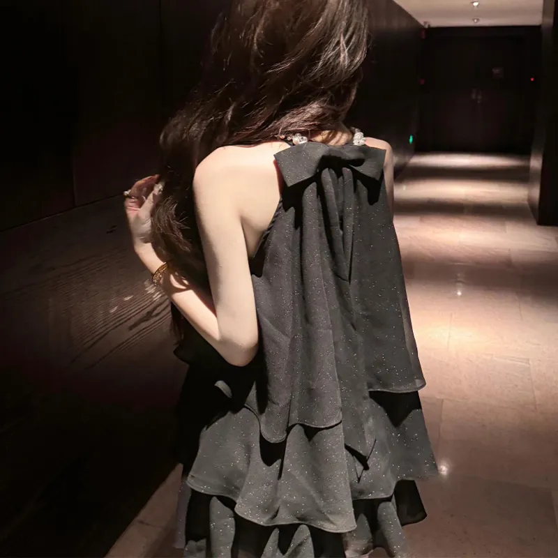 GUOZHEN Slip Dresses Women's Black-3