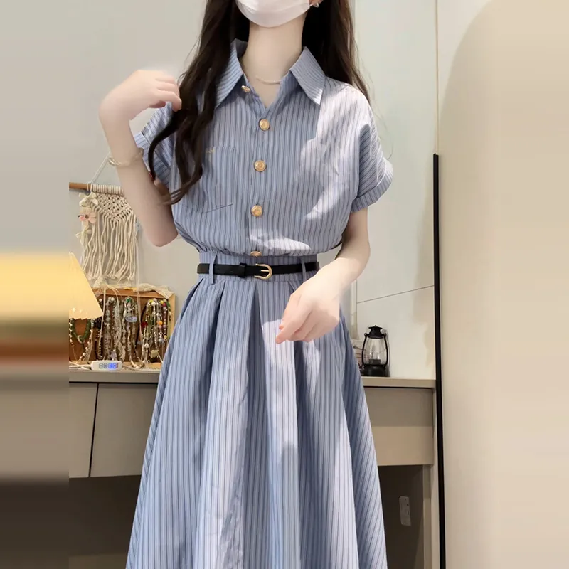 GUOZHEN Short Sleeved Dress Women's-1