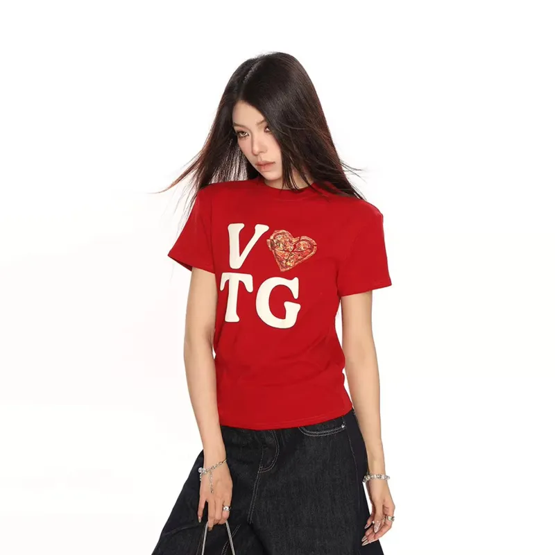 GUOZHEN Drop Shoulder Sleeve T Shirt Women's-6