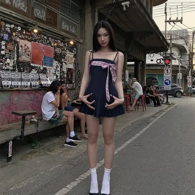 GUOZHEN Slip Dresses Women's Navy Blue-4