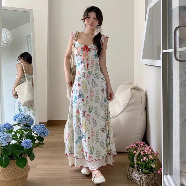 GUOZHEN Slip Dresses Women's Floral-4