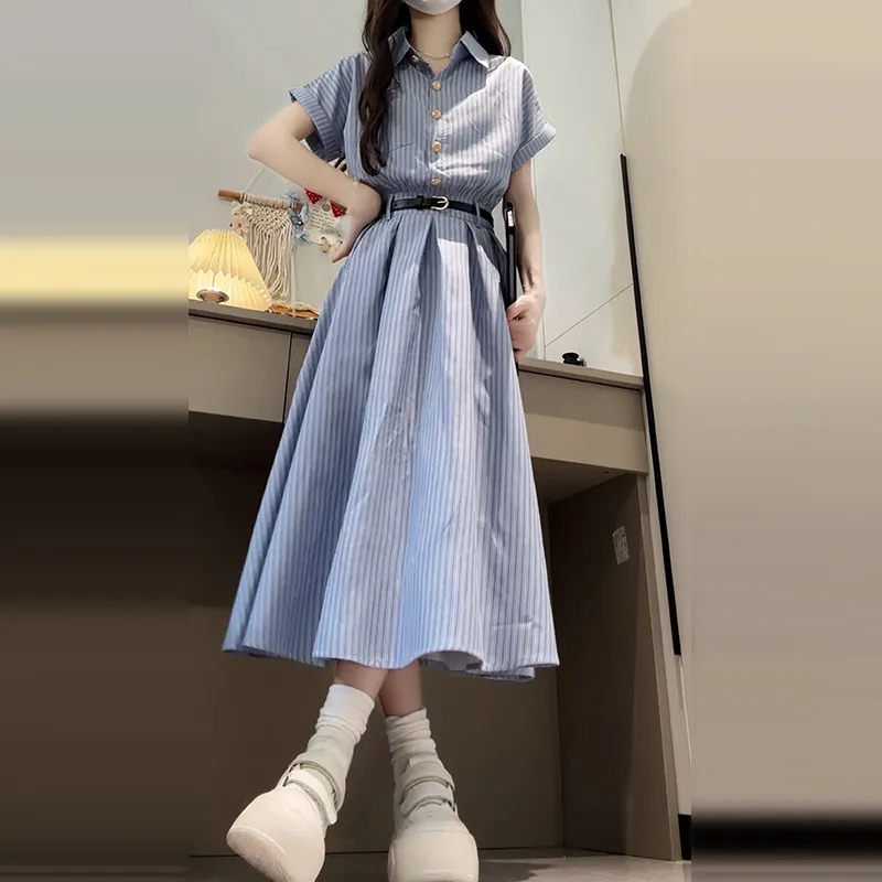 GUOZHEN Short Sleeved Dress Women's-4