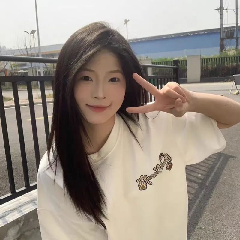 GUOZHEN Drop Shoulder Sleeve T Shirt Women's-4